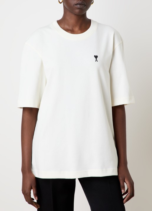 Ami Paris T-shirt met logo- en backprint - achterkant creme