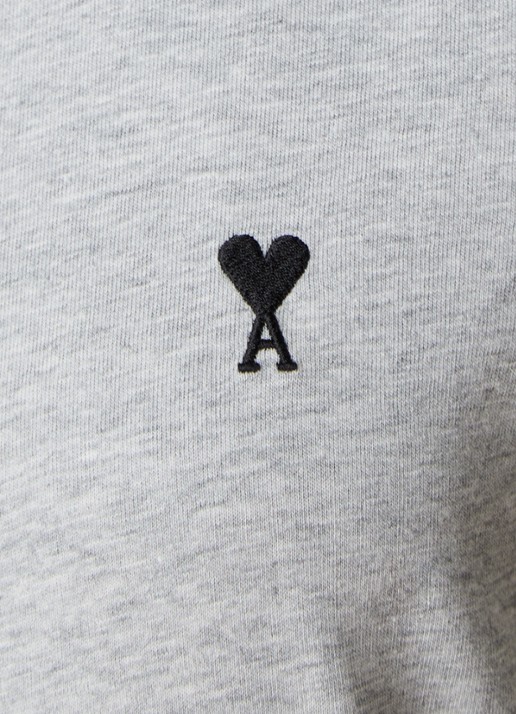AMI Paris T-shirt met logoborduring - detail 5 lichtgrijs