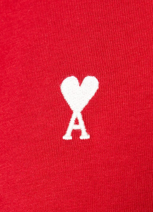 AMI Paris T-shirt met logoborduring - detail 2 rood