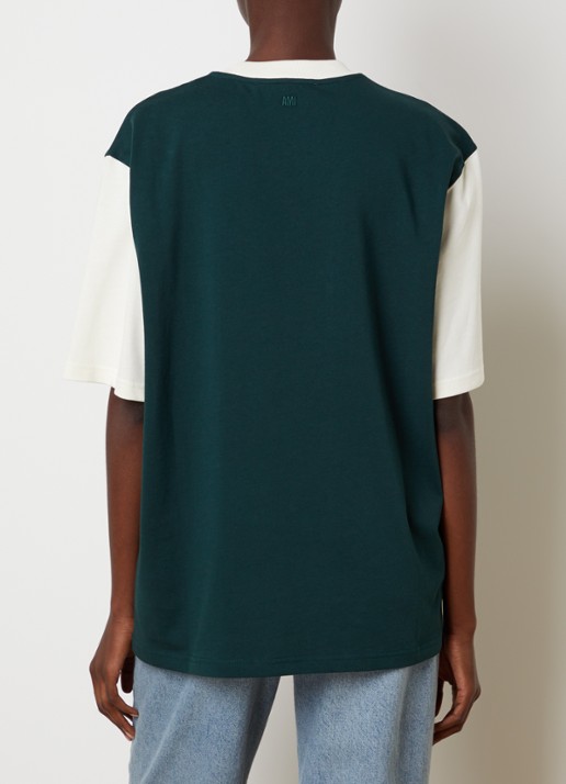 AMI Paris T-shirt met logoborduring - achterkant 5 donkergroen