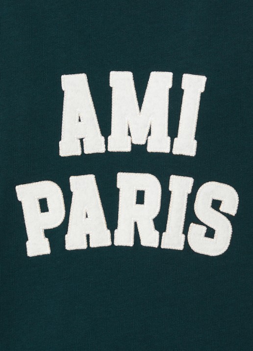 AMI Paris T-shirt met logoborduring - detail 4 donkergroen