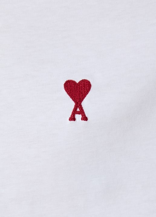 AMI Paris T-shirt met logoborduring - detail 5 wit