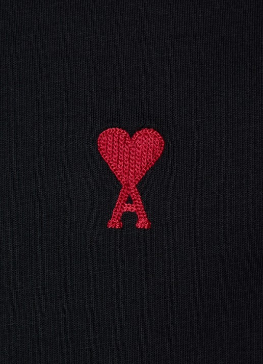AMI Paris T-shirt met logoborduring - detail 2 zwart