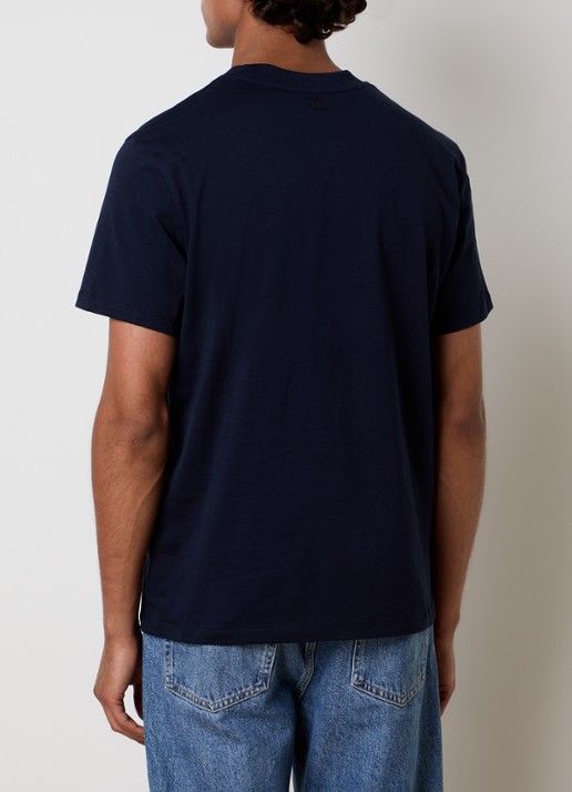 AMI Paris T-shirt met logoborduring - achterkant 5 donkerblauw