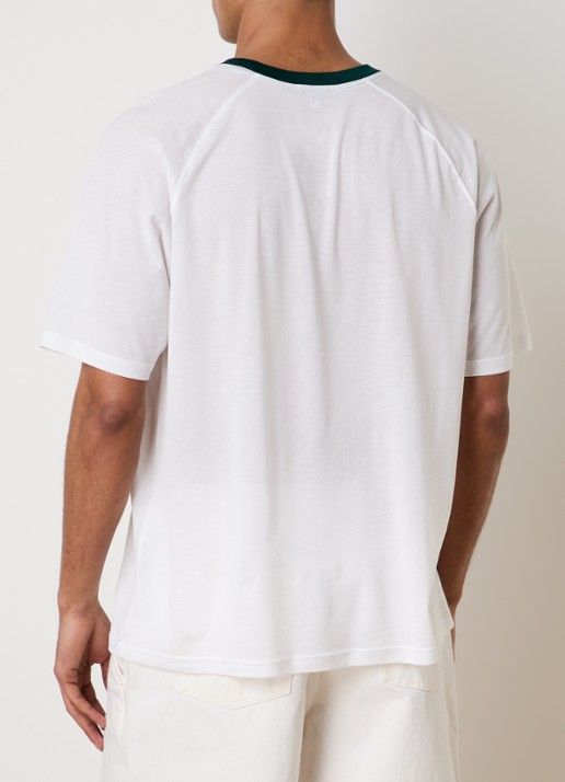 AMI Paris T-shirt met logoborduring - achterkant 3 wit