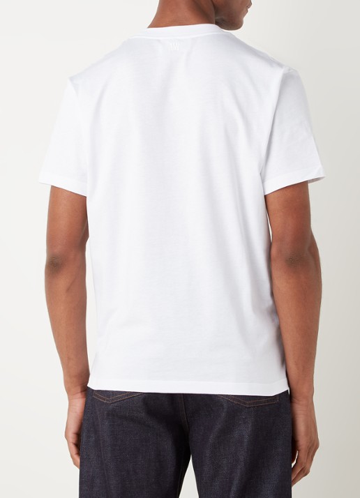 AMI Paris T-shirt van  katoen met logoborduring  - achterkant 4 wit