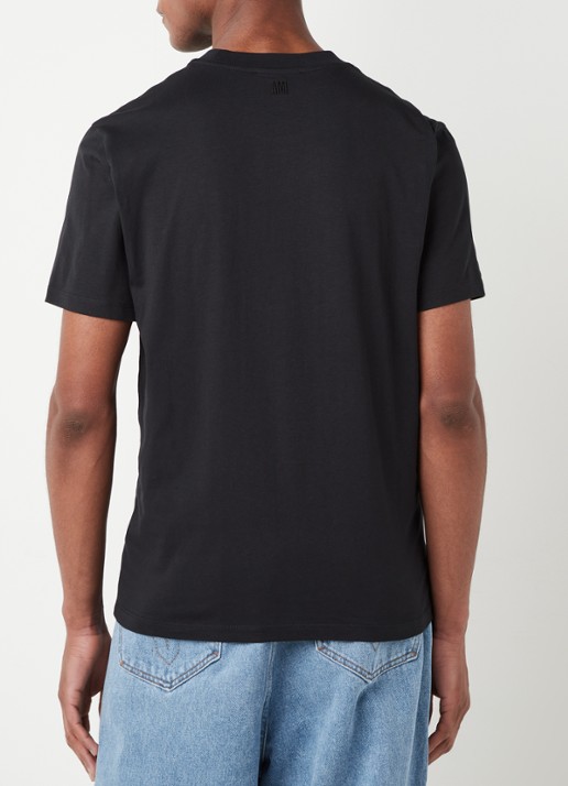 AMI Paris T-shirt van  katoen met logoborduring  - achterkant zwart