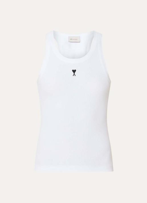 AMI Paris Tanktop met logoborduring - voorkant 4 wit