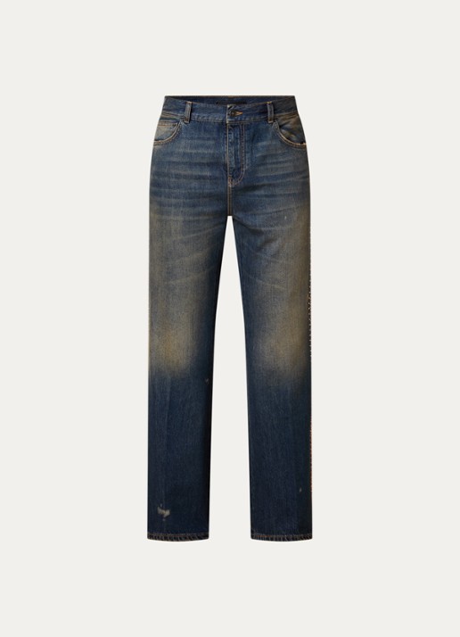 AMIRI Embellished loose fit jeans met studs - voorkant indigo