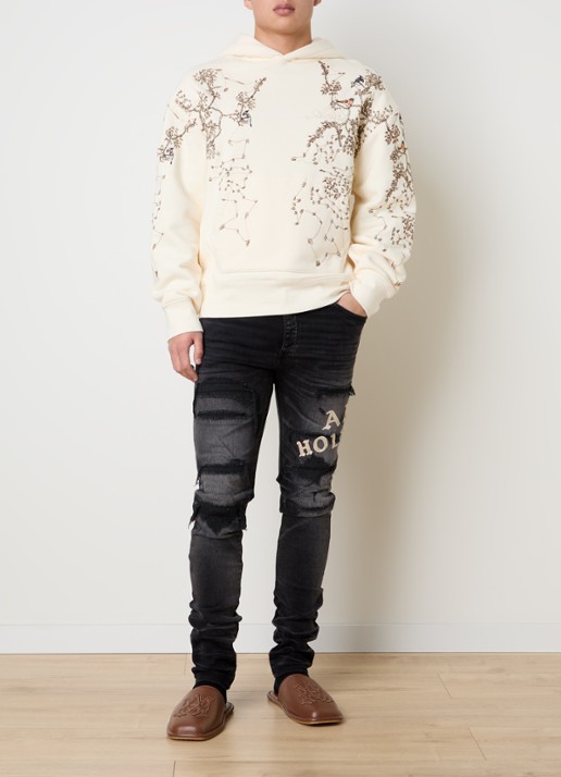 AMIRI Hoodie met borduring en kralendecoratie - voorkant 3 ivoor
