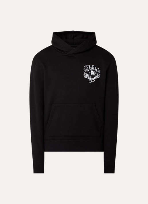 AMIRI Hoodie met logo- en backprint - voorkant 5 zwart
