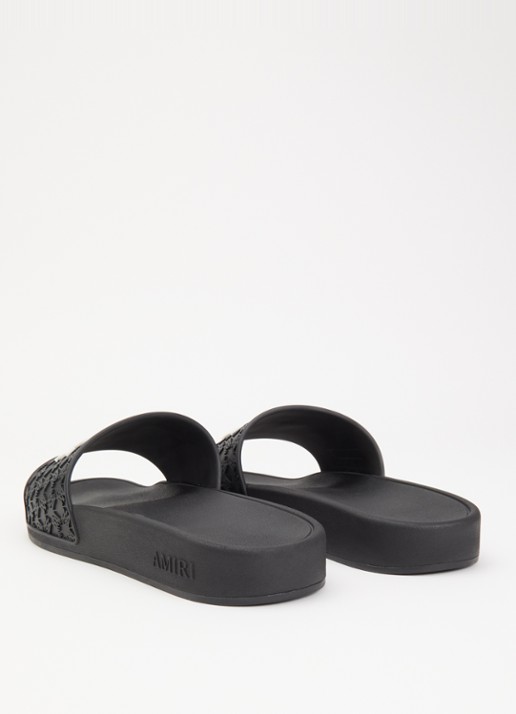 AMIRI MA slipper met structuur en logo - achterkant 2 zwart