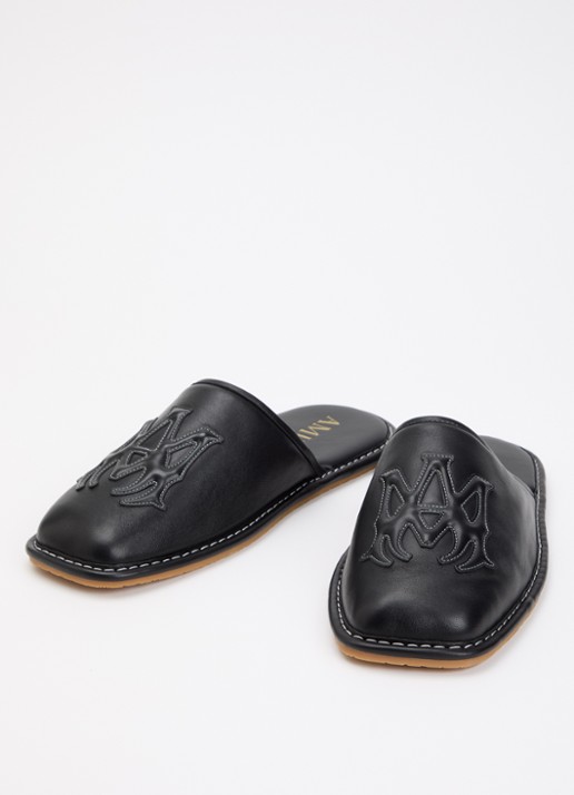 AMIRI MA slipper van leer met logo - detail 3 zwart