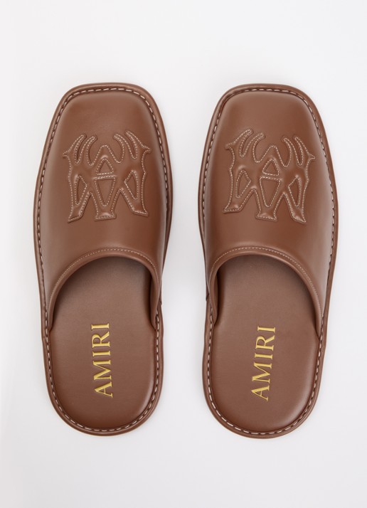 AMIRI MA Slipper van leer met logo - detail 4 cognac