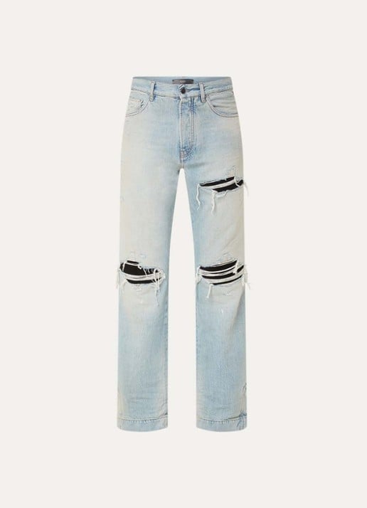 AMIRI MX1 loose fit jeans met destroyed afwerking - voorkant 5 lichtblauw