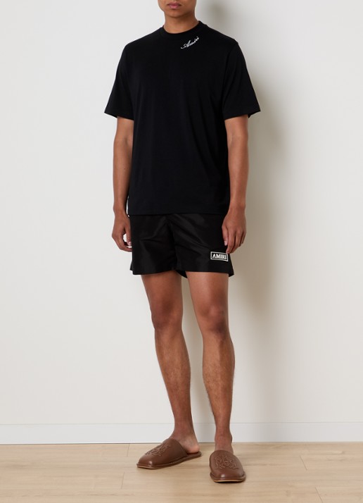AMIRI Patch zwemshort met 3D logo en steekzakken - voorkant 2 zwart