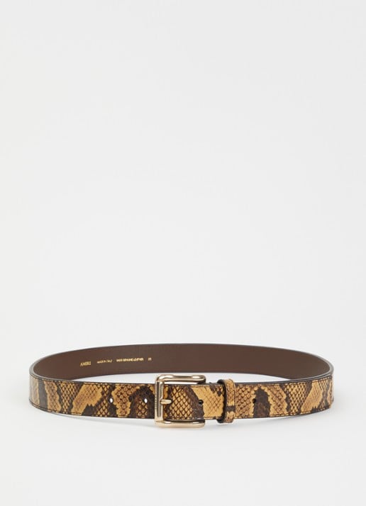 AMIRI Python Square riem van leer met slangenprint - voorkant beige