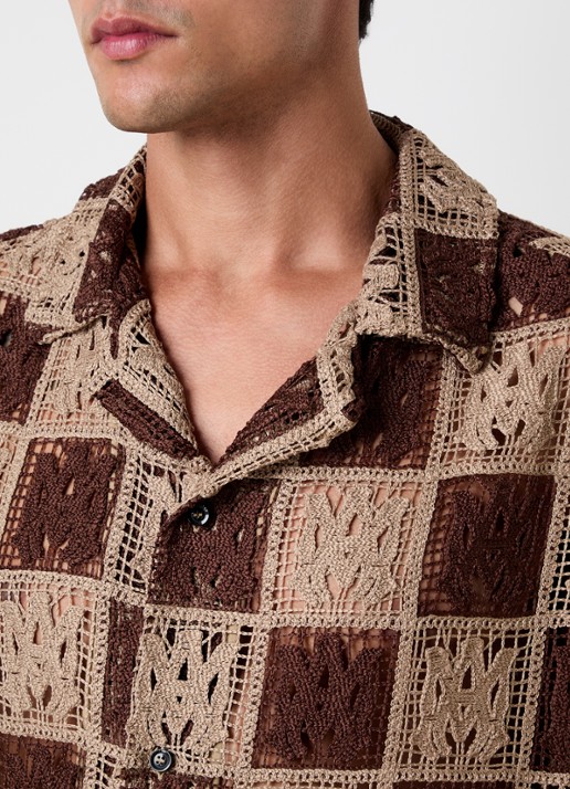 AMIRI  Regular fit overhemd met opengewerkt dessin - detail 5 khaki