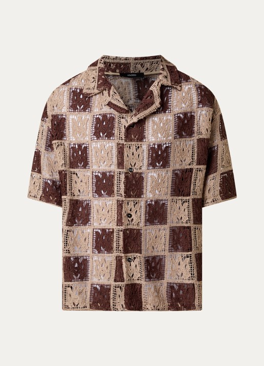 AMIRI  Regular fit overhemd met opengewerkt dessin - voorkant khaki