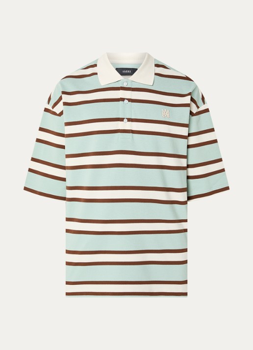 AMIRI Regular fit polo met streepprint en logo - voorkant 4 mint