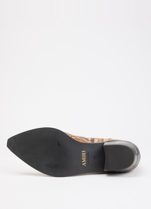 AMIRI Ryder cowboylaars van leer met slangenprint - detail 2 beige