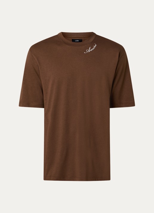 AMIRI Script T-shirt met logo - voorkant 2 cognac