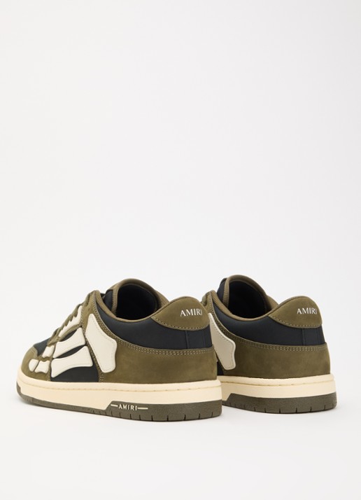 AMIRI Skel Top Low sneaker van suède met leren details - achterkant 6 bronsgroen