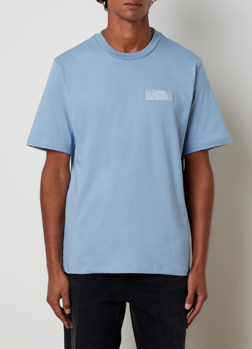 AMIRI Spirit T-shirt met logo- en backprint - achterkant 3 lichtblauw