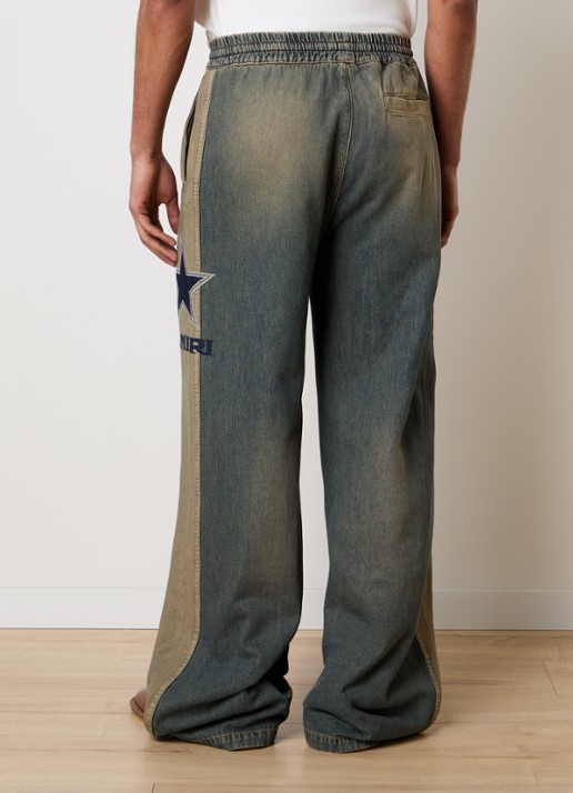 AMIRI Straight fit broek van chambray met borduring - achterkant 4 indigo