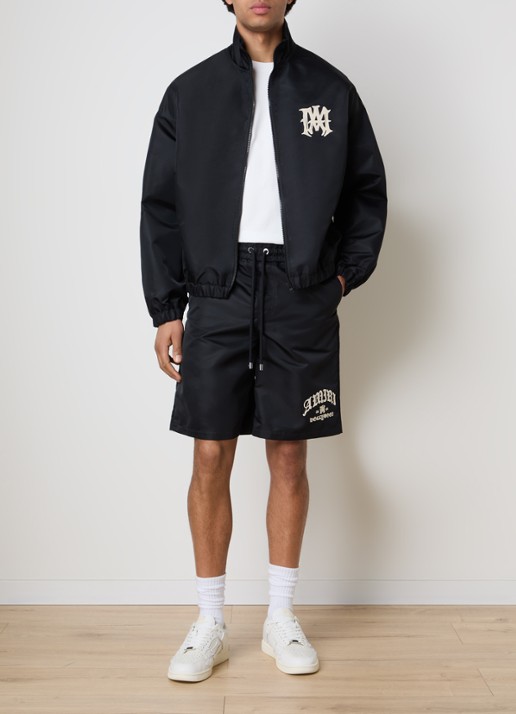 AMIRI Straight fit korte broek met logoprint - voorkant 3 zwart