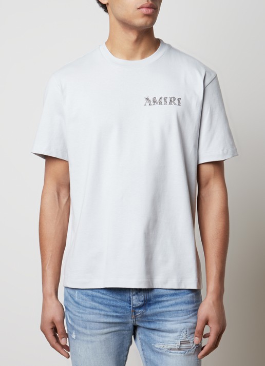 AMIRI T-shirt met logo- en backprint - achterkant lichtgrijs
