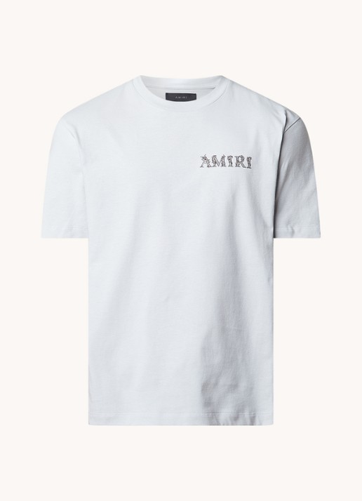 AMIRI T-shirt met logo- en backprint - voorkant 2 lichtgrijs