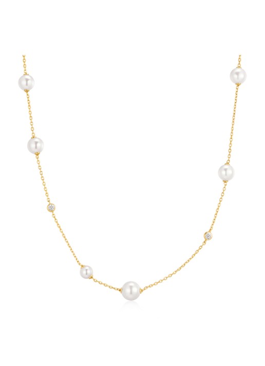 Ania Haie Asymmetric Pearl ketting verguld - voorkant goud