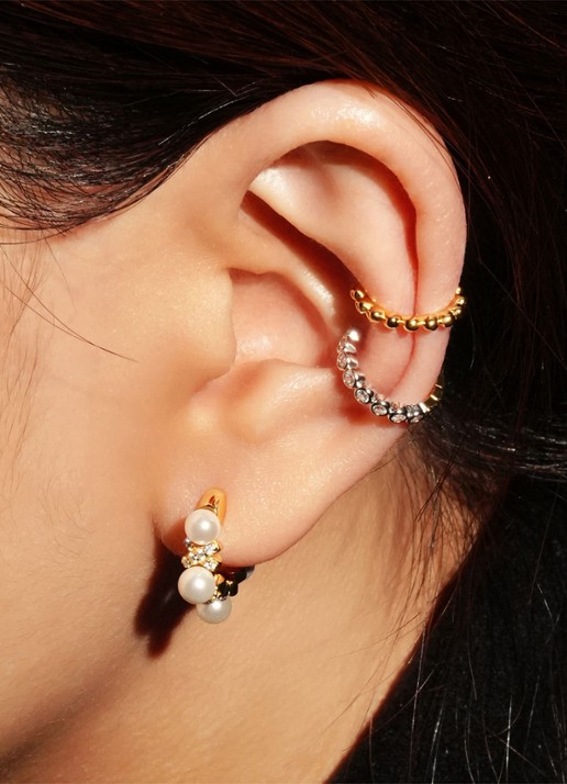 Ania Haie Beaded ear cuff verguld - voorkant 2 goud