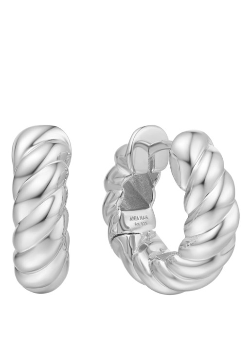 Ania Haie Bold Texture oorringen M van zilver - voorkant zilver