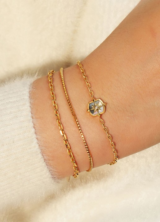 Ania Haie Box Chain armband S verguld - voorkant 2 goud