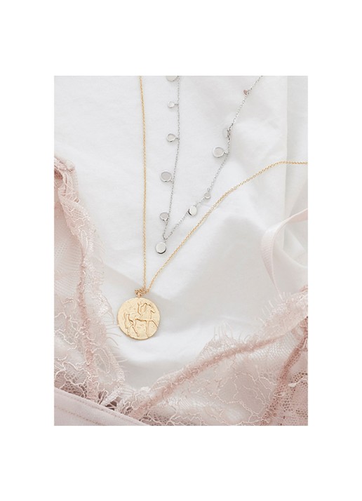 Ania Haie Geometry Mixed Discs ketting M van zilver - voorkant 2 zilver