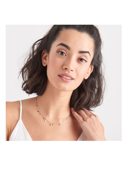 Ania Haie Geometry Mixed Discs ketting M van zilver - detail 6 zilver