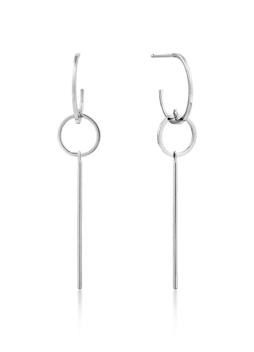 Ania Haie Modern Solid Drop oorringen van zilver - voorkant zilver