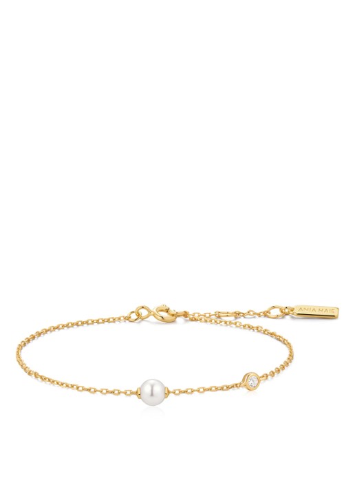 Ania Haie Pearl Sparkle armband verguld - voorkant goud