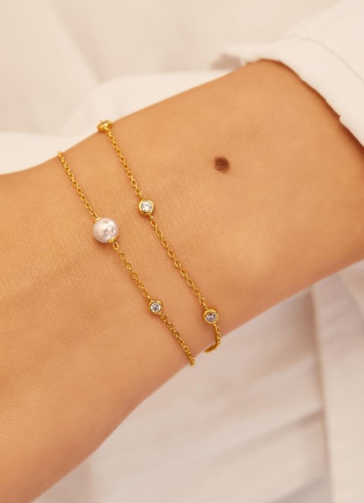 Ania Haie Pearl Sparkle armband verguld - voorkant 2 goud