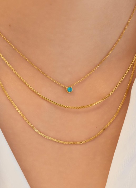 Ania Haie Solitaire ketting S verguld - voorkant 2 goud