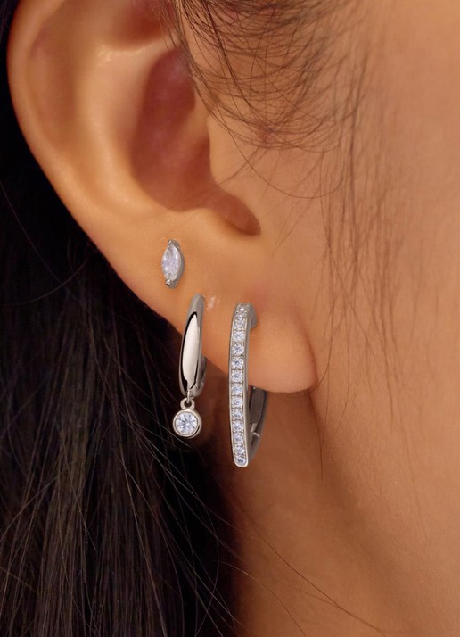 Ania Haie Sparkle Heart Hug oorringen - voorkant 2 zilver