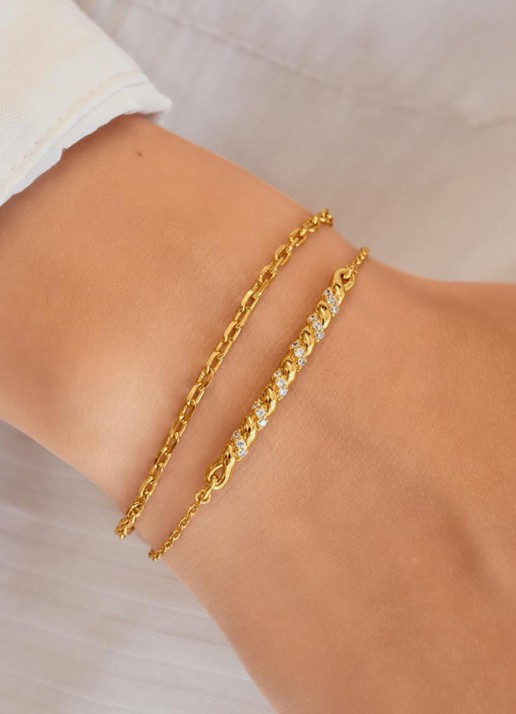 Ania Haie Twisted Bar armband S verguld  - voorkant 2 goud