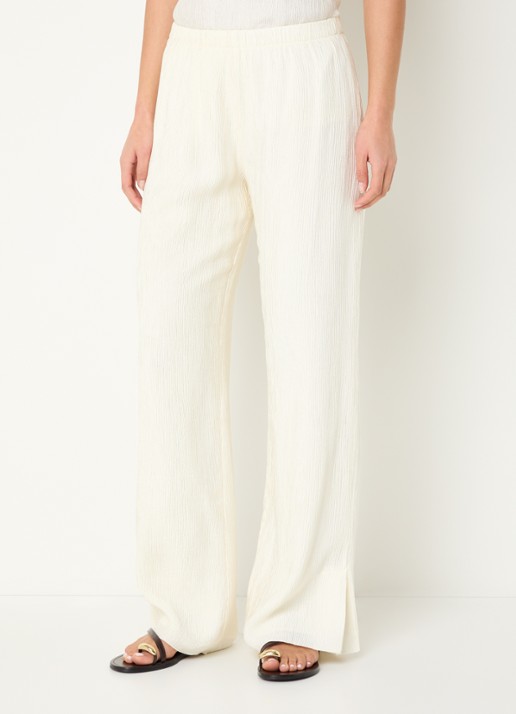 Anine Bing Aden high waist straight fit broek met structuur