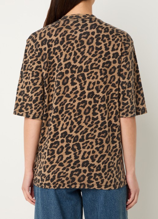 Anine Bing Avi T-shirt met panterprint - achterkant 4 bruin
