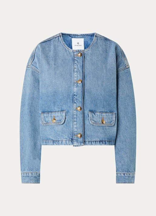 Anine Bing Blanche spijkerjas met klepzakken - voorkant 2 indigo