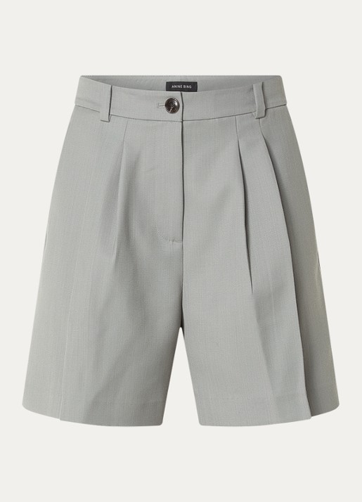 Anine Bing Brice high waist wide fit korte broek in wolblend