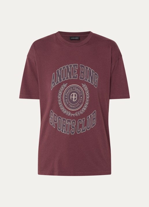 Anine Bing Cade T-shirt met gemêleerd dessin en logoprint - voorkant bruin