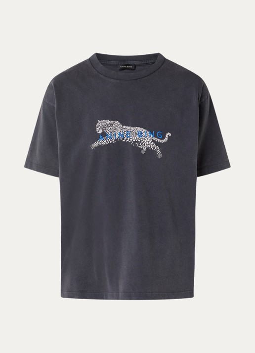 Anine Bing Cade T-shirt met logoborduring - voorkant 3 donkergrijs